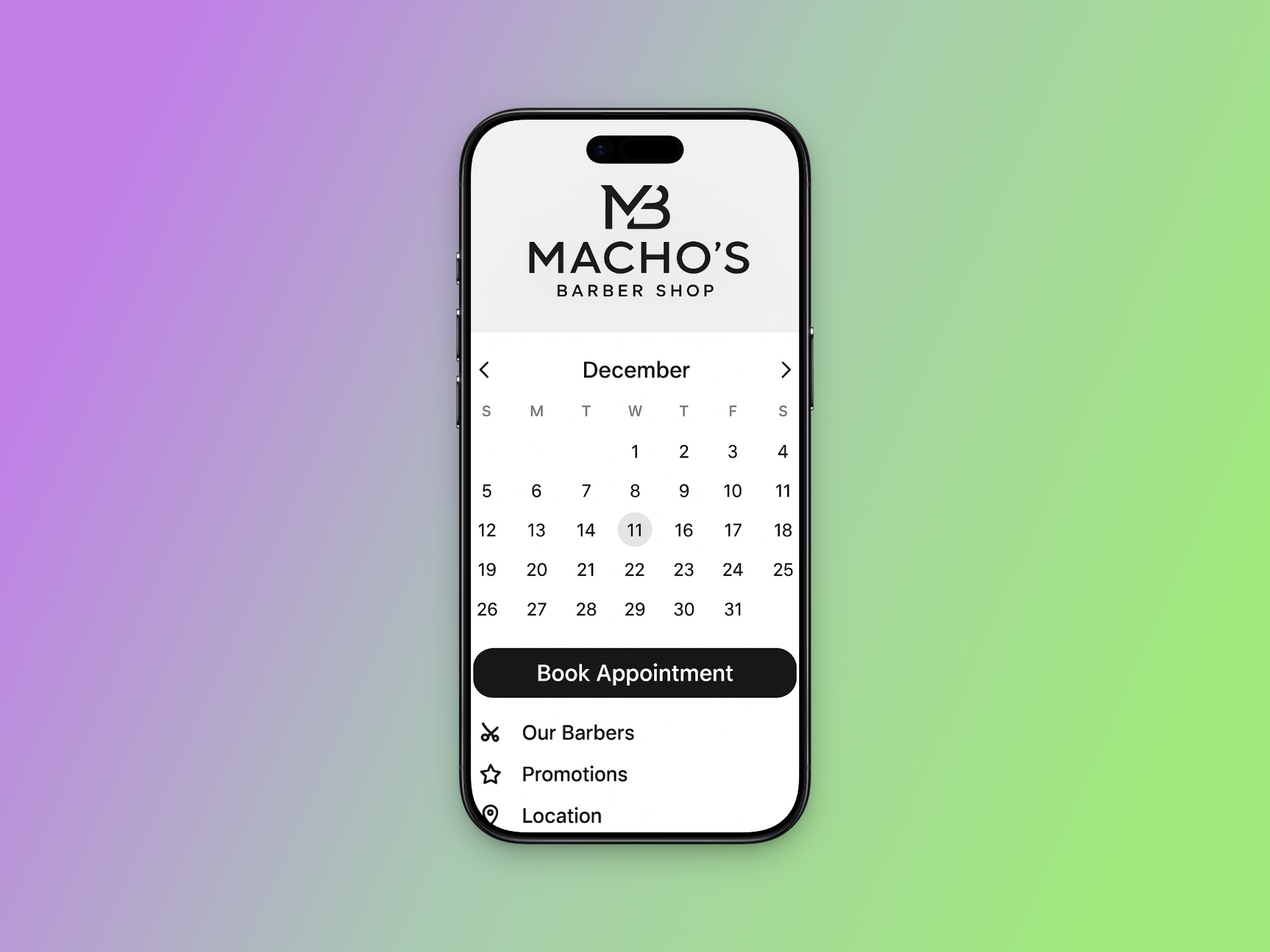 Machos Barber Shop - Aplicación móvil